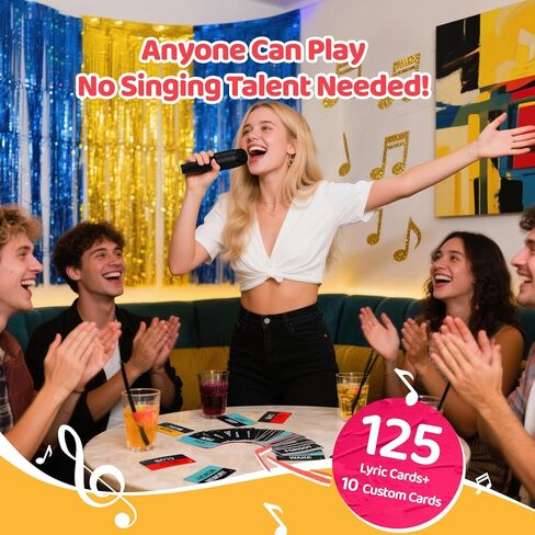 2026 Grab Microphone Game with Real Microphone, 2-10 Players -Singing Party Game for Adults, Family, Teens, 250 Lyric Challenge(135 Cards), Fun Music Mic for Games Night, Christmas, Birthday Party in Saudi Arabia