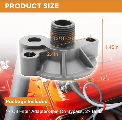 3952301 Oil Filter Adapter Replace Compatible with Small Block Chevy V8 Engines Spin On Bypass SBC BBC 305 307 327 350 400 396 402 427 454 in Saudi Arabia
