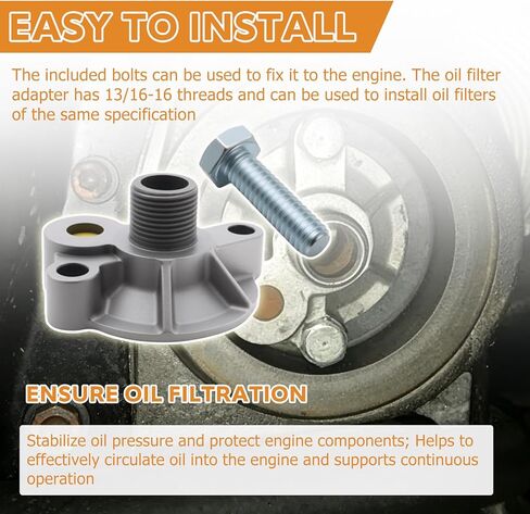 3952301 Oil Filter Adapter Replace Compatible with Small Block Chevy V8 Engines Spin On Bypass SBC BBC 305 307 327 350 400 396 402 427 454 in Saudi Arabia