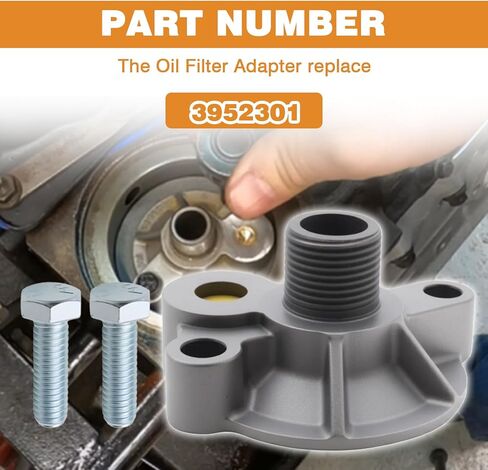 3952301 Oil Filter Adapter Replace Compatible with Small Block Chevy V8 Engines Spin On Bypass SBC BBC 305 307 327 350 400 396 402 427 454 in Saudi Arabia