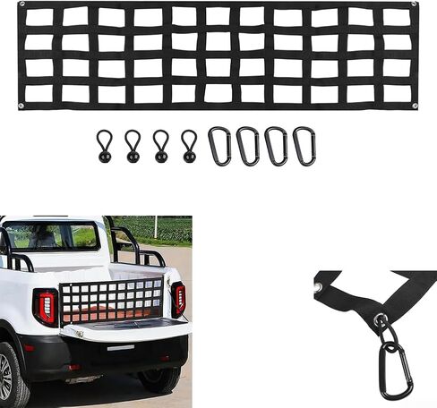 Heavy Duty Tailgate Net 60 x 18 Inches Pickup Truck Bed Accessory with Carabiner Hooks for Chevrolet for SILVERADO for Ford F-150 for GMC for Dodge for RAM in Saudi Arabia