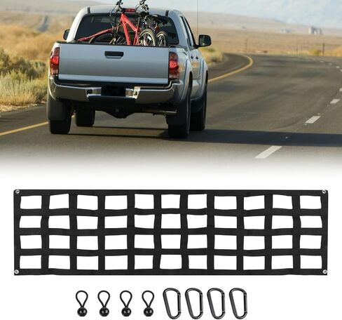 Heavy Duty Tailgate Net 60 x 18 Inches Pickup Truck Bed Accessory with Carabiner Hooks for Chevrolet for SILVERADO for Ford F-150 for GMC for Dodge for RAM in Saudi Arabia