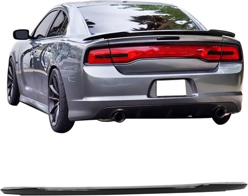 IKON MOTORSPORTS, Trunk Spoiler Compatible with 2011-2014 Dodge Charger, Gloss Black ABS Plastic SRT Style Rear Tail Spoiler Wing, 2012 2013 in Kuwait