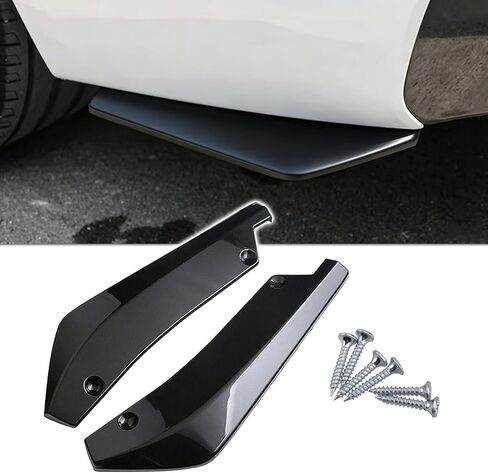 2PCS Car Rear Bumper Diffuser Kit, Anti-Collision Shark Fin Front Lip Spoiler Protector, Bumper Side Skirt Lip Splitter Trim with Screws, Universal Exterior Decoration for Car SUV Truck (Black) in Saudi Arabia