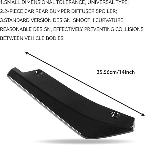 2PCS Car Rear Bumper Diffuser Kit, Anti-Collision Shark Fin Front Lip Spoiler Protector, Bumper Side Skirt Lip Splitter Trim with Screws, Universal Exterior Decoration for Car SUV Truck (Black) in Saudi Arabia