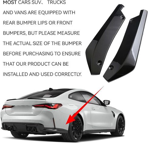 2PCS Car Rear Bumper Diffuser Kit, Anti-Collision Shark Fin Front Lip Spoiler Protector, Bumper Side Skirt Lip Splitter Trim with Screws, Universal Exterior Decoration for Car SUV Truck (Black) in Saudi Arabia