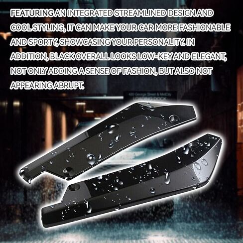 2PCS Car Rear Bumper Diffuser Kit, Anti-Collision Shark Fin Front Lip Spoiler Protector, Bumper Side Skirt Lip Splitter Trim with Screws, Universal Exterior Decoration for Car SUV Truck (Black) in Saudi Arabia
