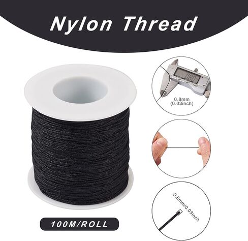 100yards/roll 0.8mm Braided Nylon Threads Black Chinese Knotting Cord Jewelry Beading Cords String for DIY Craft Kumihimo Macrame Bracelets Making Supplies in Kuwait