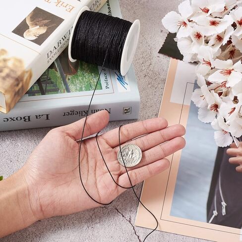 100yards/roll 0.8mm Braided Nylon Threads Black Chinese Knotting Cord Jewelry Beading Cords String for DIY Craft Kumihimo Macrame Bracelets Making Supplies in Kuwait