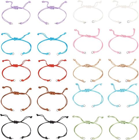 Kissitty 30Pcs Waxed Polyester Cord Adjustable Bracelet,Braided Adjustable Cord for Bracelet,Semi Finished Friendship Bracelet String,Knot Rope Handmade Braid String for Jewelry Making DIY Craft in Kuwait