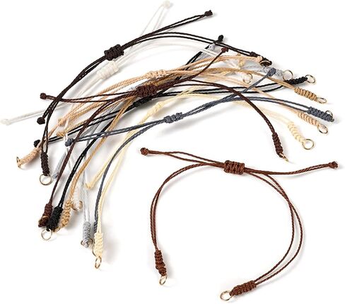 Kissitty 30Pcs Waxed Polyester Cord Adjustable Bracelet,Braided Adjustable Cord for Bracelet,Semi Finished Friendship Bracelet String,Knot Rope Handmade Braid String for Jewelry Making DIY Craft in Kuwait