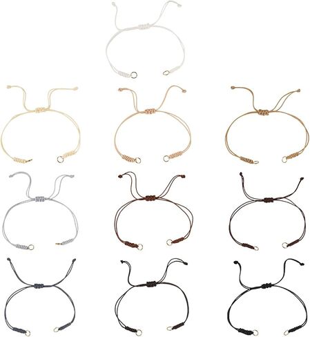 Kissitty 30Pcs Waxed Polyester Cord Adjustable Bracelet,Braided Adjustable Cord for Bracelet,Semi Finished Friendship Bracelet String,Knot Rope Handmade Braid String for Jewelry Making DIY Craft in Kuwait