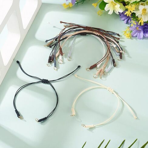 Kissitty 30Pcs Waxed Polyester Cord Adjustable Bracelet,Braided Adjustable Cord for Bracelet,Semi Finished Friendship Bracelet String,Knot Rope Handmade Braid String for Jewelry Making DIY Craft in Kuwait