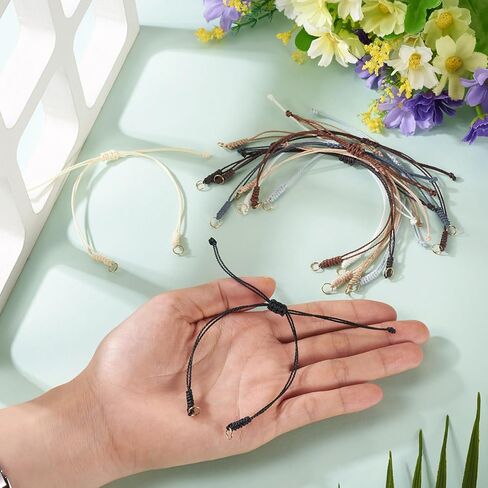 Kissitty 30Pcs Waxed Polyester Cord Adjustable Bracelet,Braided Adjustable Cord for Bracelet,Semi Finished Friendship Bracelet String,Knot Rope Handmade Braid String for Jewelry Making DIY Craft in Kuwait
