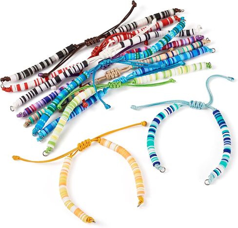 Kissitty 30Pcs Waxed Polyester Cord Adjustable Bracelet,Braided Adjustable Cord for Bracelet,Semi Finished Friendship Bracelet String,Knot Rope Handmade Braid String for Jewelry Making DIY Craft in Kuwait