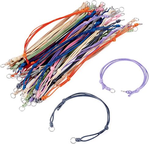 Kissitty 30Pcs Waxed Polyester Cord Adjustable Bracelet,Braided Adjustable Cord for Bracelet,Semi Finished Friendship Bracelet String,Knot Rope Handmade Braid String for Jewelry Making DIY Craft in Kuwait