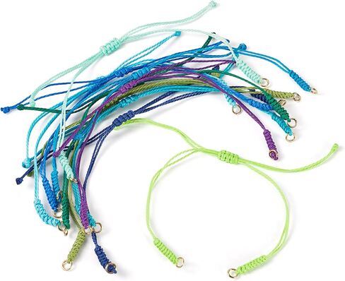 Kissitty 30Pcs Waxed Polyester Cord Adjustable Bracelet,Braided Adjustable Cord for Bracelet,Semi Finished Friendship Bracelet String,Knot Rope Handmade Braid String for Jewelry Making DIY Craft in Kuwait