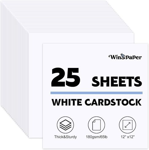 25 Sheets White Cardstock 12 x 12, 65lb/180gsm Cardstock Paper Craft Paper Printer Paper for Invitations, DIY Cards, Crafting, Menus, Construction, Art, School & Office Use in Saudi Arabia