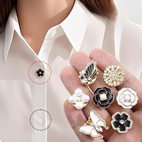 Butterfly Button Covers Rhinestone Fashion White Replacement Buttons for Women Men DIY Decorative for Dress Shirt Blouses Dresses Clothing Fancy Accessories in Kuwait