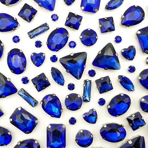 150Pcs Sew on Rhinestones, Mixed Shapes Glass Rhinestones Flatback Claw Gemstones for Clothes DIY Craft Shoes Dress Jewelry Making Crafts, Red. in Kuwait