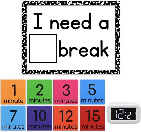 10 Pcs Calm Down Corner Supplies Classroom Special Education I Need a Break Magnetic Visual Calming Corner Support Including Break Card and Timer Visual Magnetic Timer(Block) in Saudi Arabia