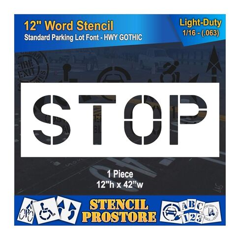 Pavement Marking Stencils - 12 inch Stop Stencil - 12" x 42" x 1/16'' (63 mil) - Light-Duty in Kuwait