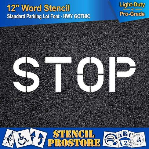 Pavement Marking Stencils - 12 inch Stop Stencil - 12" x 42" x 1/16'' (63 mil) - Light-Duty in Kuwait