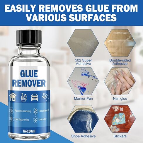 kuailaya Glue Remover, Adhesive Remover Glue Removal with Precision Brush Highly Efficient and Fast Dissolution Low Odor Substrate Safe for Metal Plastic Wood Glass, Transparent 50ml in Saudi Arabia