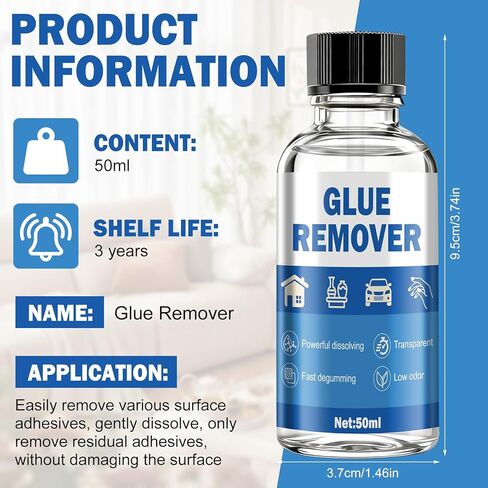 kuailaya Glue Remover, Adhesive Remover Glue Removal with Precision Brush Highly Efficient and Fast Dissolution Low Odor Substrate Safe for Metal Plastic Wood Glass, Transparent 50ml in Saudi Arabia