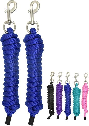 2 Pack of 8ft Poly Lead Ropes for Horse & Livestock, Halter Ropes with Sturdy Heavy Duty Bolt Snap (Green) in Saudi Arabia