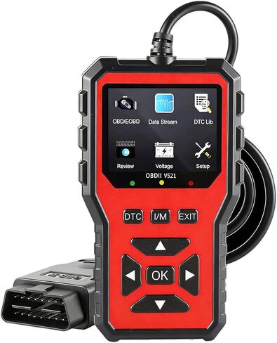 أداة تشخيص ماسح ضوئي OBD2 مطورة لعام 2026، قارئ رمز السيارة وماسح ضوئي لتشخيص السيارة، فحص قارئ رمز المحرك مع البيانات الحية، I/M، الوضع 6/8، جهد البطارية، قراءة رموز الأخطاء ومسحها (أحمر) in Kuwait