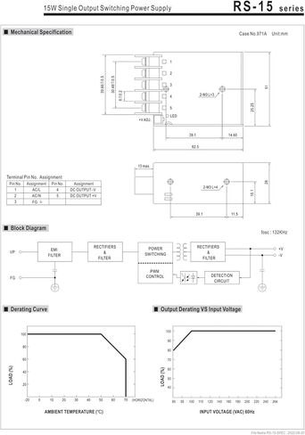 RS-15-48 15.024W Switching Power Supply Single Output 48V 0.313A in Saudi Arabia