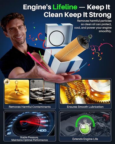 Premium-Synthetic 20K Oil Filter for Jeep & Dodge & Chrysler & Ram & Volkswagen Models - Wrangler, Gladiator, Durango, Charger, Journey - Please Verify Part Number Before Installation in Kuwait
