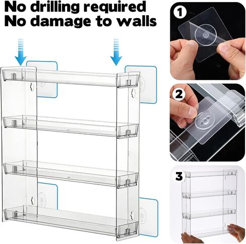 4 Tiers Monster Trucks Display Case Acrylic Transparent Monster Truck Organizers Storage Carrying Case Wall Mount Toy Car Holder Shelf Rack for Hot Wheels Matchbox Cars Room Decor in Kuwait