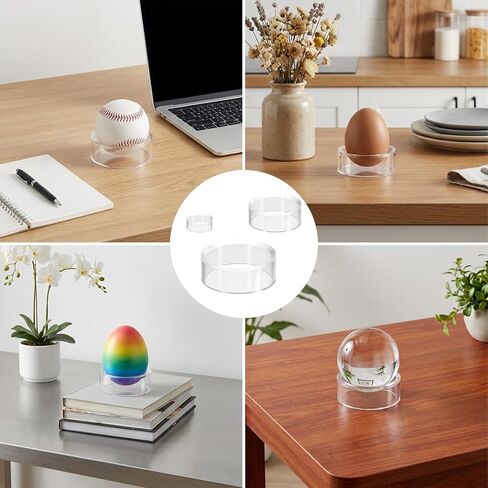 Clear Acrylic Sphere Holder Set, 12 Pieces Sphere Display Stand, Small Plastic Display Stands, 3 Sizes for Displaying Spheres, Eggs, Collectibles in Saudi Arabia