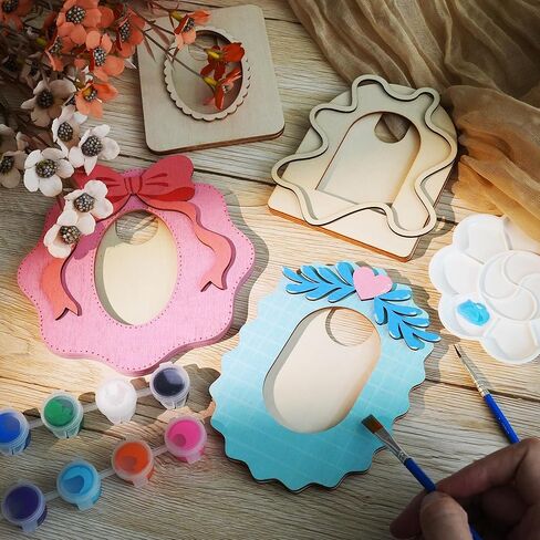 مجموعة طلاء إطارات الصور الخشبية من temlum، مجموعة إطارات صور خشبية غير مكتملة مصنوعة يدويًا، ترسم إطار الصورة الخاص بك، حرف يدوية سهلة للبالغين in Kuwait