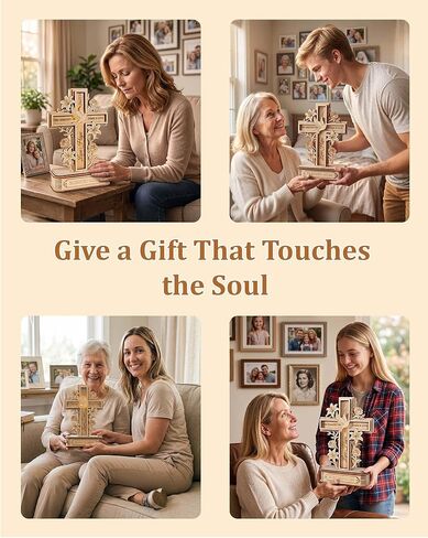 3D Wooden Cross Puzzle with Light, Christian for Mom, DIY Craft Wood Model Kit, Faith Hope Love Religious Decor Ornament for Women (Blessed Mom) Interchangeable Signs in Saudi Arabia