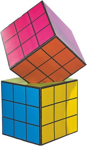 Fun Express Party Favors Magic Cube Puzzle 3D Cardboard Stand-Up ديكورات 2 حزمة - لوازم حفلات أعياد الميلاد الكبيرة للأطفال والمراهقين والبالغين | خلفية الصورة المركزية لطاولة دعابة الدماغ in Kuwait