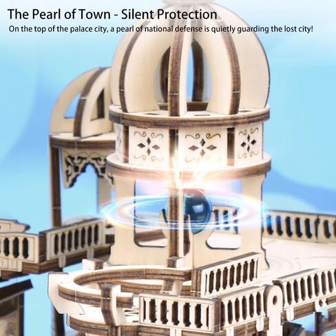 3D Wooden Puzzle Model Music Box - 465 Pcs High Difficulty DIY Building Toy for Adults, Harp & Architectural Design, Ideal for Christmas, Birthday & Valentine's Gifts, Light Yellow/Cream in Saudi Arabia