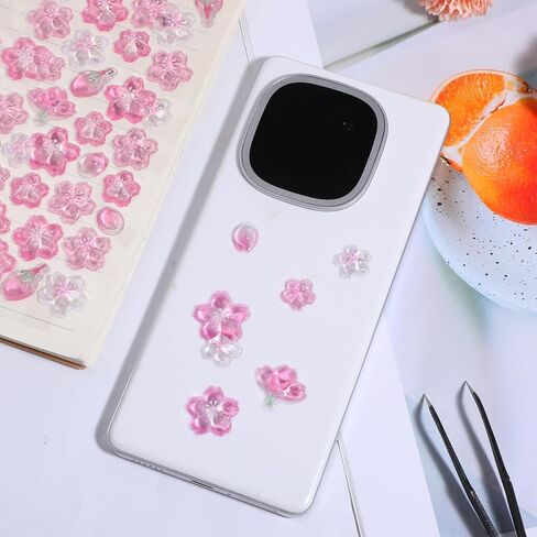 ملصقات ثلاثية الأبعاد من Cherry Blossom، ملصق هاتف من الراتنج الوردي المزخرف، شارات زهرية صغيرة لطيفة لهاتف الكمبيوتر المحمول الخاص بسجلات القصاصات، ملصقات منتفخة للحرف اليدوية والهدايا - ورقة واحدة in Kuwait