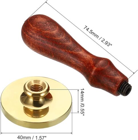 40mm Round Blank Wax Seal Stamp, Removable Brass Head Without Carving Wooden Handle Retro for Envelope Invitation Wine Packing Gift Wrapping in Saudi Arabia