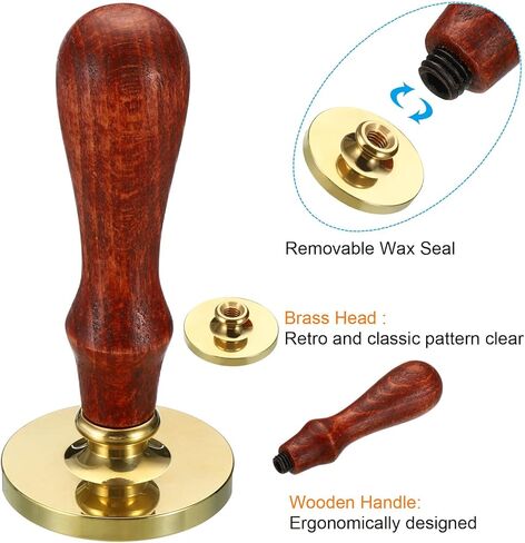 40mm Round Blank Wax Seal Stamp, Removable Brass Head Without Carving Wooden Handle Retro for Envelope Invitation Wine Packing Gift Wrapping in Saudi Arabia