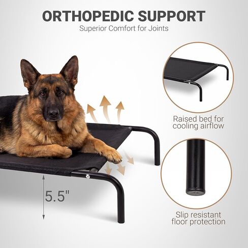 Elevated Outdoor Dog Bed with Fan - Raised Bed for Large Dogs, Waterproof Cot Easy to Assemble, 3 Wind Speed, Cooling Elevated Cot with Washable Mesh Cover, Durable, Non Slip, Up to 85 lbs in Saudi Arabia