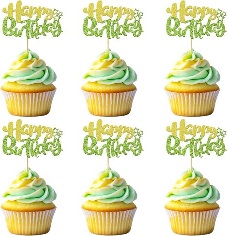 24 PCS Happy Birthday Cupcake Toppers Celebrating Cake Topper Picks Dessert Topper Decorations for Baby Shower Kids Boys Girls Adults Birthday Party Anniversary Celebration Wedding Decoration 4 Colors in Saudi Arabia