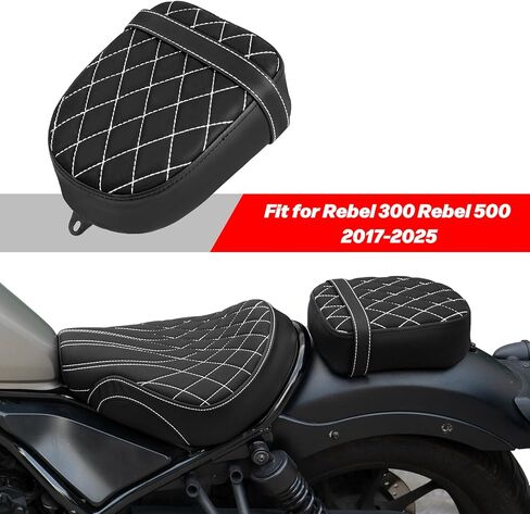 Passenger Seat for Honda Rebel 300/500 2017-2025 Thickened Rear Seat Cushion Compatible with CMX300/500 White Stitching Diamond Pattern in Kuwait