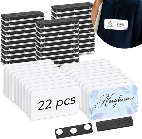 22 Pcs Sublimation Name Tag Blanks Magnetic 1.5"x3" Aluminum Name Badges Blanks Bulk with Magnetic Backing, 0.8mm Metal Sublimation Tags for DIY Employee ID Badges Office Retail School Events in Saudi Arabia