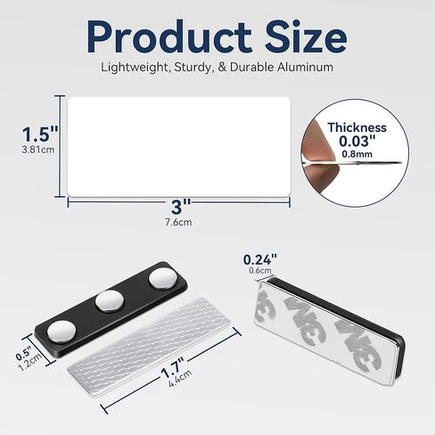 22 Pcs Sublimation Name Tag Blanks Magnetic 1.5"x3" Aluminum Name Badges Blanks Bulk with Magnetic Backing, 0.8mm Metal Sublimation Tags for DIY Employee ID Badges Office Retail School Events in Saudi Arabia