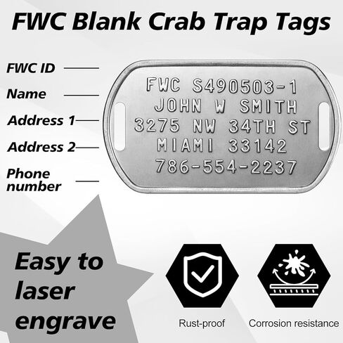 10 Pcs Blank Crab Trap Tags Stone Crab Pot Trap Sign with 100 Zip Ties Stainless Steel Metal Engraving ID Tags Identification Labels for Crabbing Lobster Pot Holder Fishing Accessories in Saudi Arabia