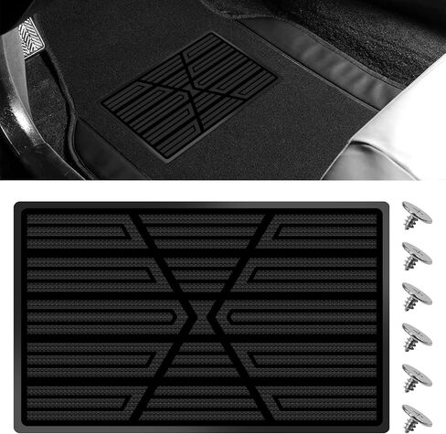 Car Floor Mats Carpet Patch with Screws, Universal Automotive Carpet Patch Repair Kit, Anti-Skid Rubber Car Floor Mat Protector to Repair Torn Mat for Driver Side Gas Pedal Foot Rest (Black) in Saudi Arabia