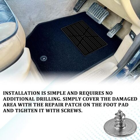 Car Floor Mats Carpet Patch with Screws, Universal Automotive Carpet Patch Repair Kit, Anti-Skid Rubber Car Floor Mat Protector to Repair Torn Mat for Driver Side Gas Pedal Foot Rest (Black) in Saudi Arabia